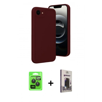 MARSİLYAN™- iPhone 16E Kılıf Yankı Yansıma Özel Seri - Siyah Bilvis Hayalet Cam Ekran Koruyucu + Raze Metal Kamera Lens - SH