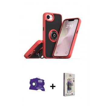 MARSİLYAN™- iPhone 16E Kılıf Yörünge Çizgi - Siyah Bilvis 3D Cam Ekran Koruyucu + Bilvis Titan Kamera Lens - RW