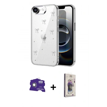 MARSİLYAN™- iPhone 16E Kılıf Yörünge Form - Siyah Bilvis 3D Cam Ekran Koruyucu + Bilvis Titan Kamera Lens - BZ