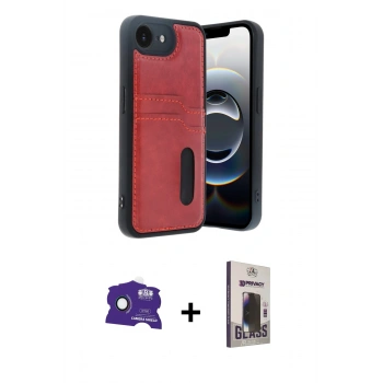 MARSİLYAN™- iPhone 16E Kılıf Yörünge Işık Serisi - Siyah Bilvis Hayalet Cam Ekran Koruyucu + Bilvis Titan Kamera Lens - RW