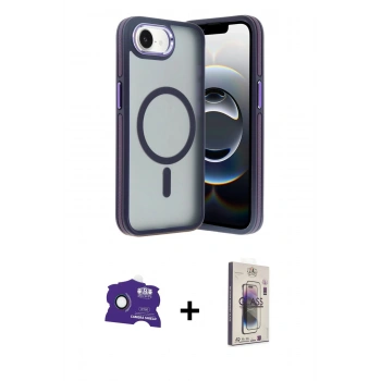 MARSİLYAN™- iPhone 16E Kılıf Yörünge Klasik - Siyah Bilvis 3D Cam Ekran Koruyucu + Bilvis Titan Kamera Lens - RW