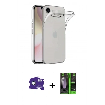 MARSİLYAN™- iPhone 16E Kılıf Zirve Doku - Şeffaf 360 Full Body Arka Koruyucu + Bilvis Titan Kamera Lens - RW