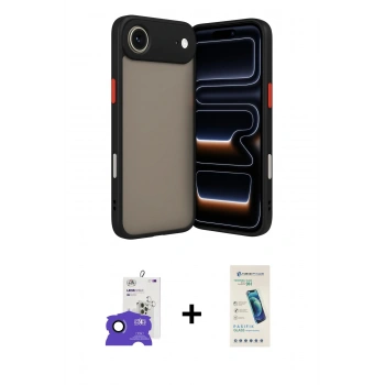 MARSİLYAN™- iPhone 17 Air Kılıf Ahenk Çizgi Serisi - Şeffaf Pasifik Cam Ekran Koruyucu + Bilvis Titan Kamera Lens - LT