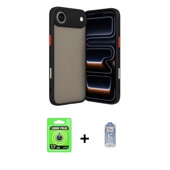 MARSİLYAN™- iPhone 17 Air Kılıf Ahenk Çizgi Serisi - Siyah Joko Magic 5D Cam + Raze Metal Kamera Lens - GS