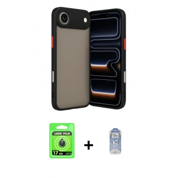 MARSİLYAN™- iPhone 17 Air Kılıf Ahenk Çizgi Serisi - Siyah Joko Magic 5D Cam + Raze Metal Kamera Lens - MI
