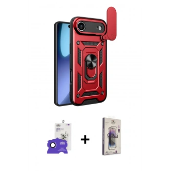MARSİLYAN™- iPhone 17 Air Kılıf Ahenk Klasik - Siyah Bilvis 3D Cam Ekran Koruyucu + Bilvis Titan Kamera Lens - SH