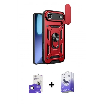 MARSİLYAN™- iPhone 17 Air Kılıf Ahenk Klasik - Siyah Bilvis 5in1 5D Magic Hayalet Cam Ekran Koruyucu + Bilvis Titan Kamera Lens - GD
