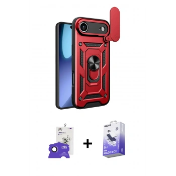 MARSİLYAN™- iPhone 17 Air Kılıf Ahenk Klasik - Siyah Bilvis 5in1 5D Magic Hayalet Cam Ekran Koruyucu + Bilvis Titan Kamera Lens - SH
