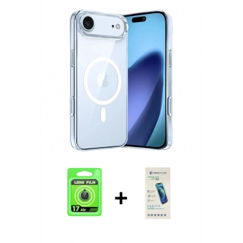 MARSİLYAN™- iPhone 17 Air Kılıf Ahenk Minimal Serisi - Şeffaf Pasifik Cam Ekran Koruyucu + Raze Metal Kamera Lens - MI