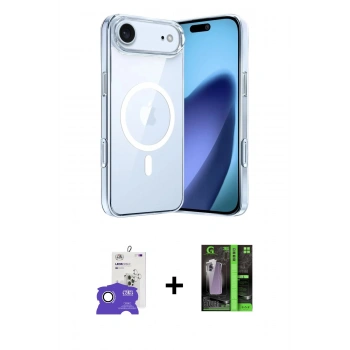 MARSİLYAN™- iPhone 17 Air Kılıf Ahenk Minimal Serisi - Siyah 360 Mat Full Body Arka Koruyucu + Bilvis Titan Kamera Lens - GS