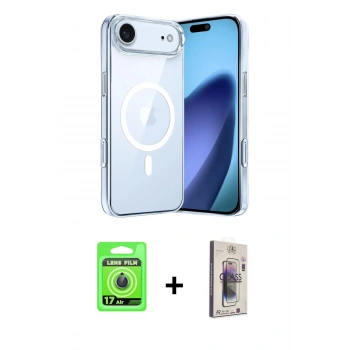 MARSİLYAN™- iPhone 17 Air Kılıf Ahenk Minimal Serisi - Siyah Bilvis 3D Cam Ekran Koruyucu + Raze Metal Kamera Lens - MI