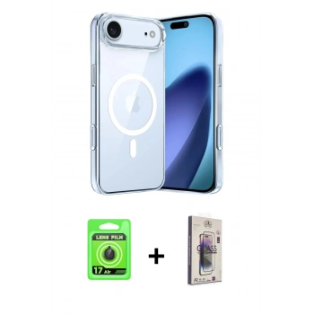 MARSİLYAN™- iPhone 17 Air Kılıf Ahenk Minimal Serisi - Siyah Bilvis 3D Cam Ekran Koruyucu + Raze Metal Kamera Lens - SH