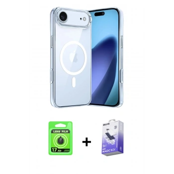 MARSİLYAN™- iPhone 17 Air Kılıf Ahenk Minimal Serisi - Siyah Bilvis 5in1 5D Magic Hayalet Cam Ekran Koruyucu + Raze Metal Kamera Lens - SH