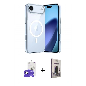 MARSİLYAN™- iPhone 17 Air Kılıf Ahenk Minimal Serisi - Siyah Bilvis Hayalet Cam Ekran Koruyucu + Bilvis Titan Kamera Lens - GD