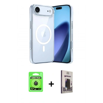MARSİLYAN™- iPhone 17 Air Kılıf Ahenk Minimal Serisi - Siyah Bilvis Hayalet Cam Ekran Koruyucu + Raze Metal Kamera Lens - SH