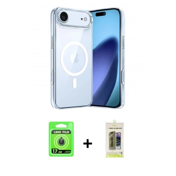 MARSİLYAN™- iPhone 17 Air Kılıf Ahenk Minimal Serisi - Siyah Joko Magic 5D Hayalet Cam + Raze Metal Kamera Lens - MI