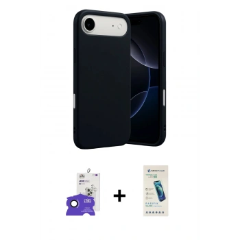 MARSİLYAN™- iPhone 17 Air Kılıf Ahenk Serisi - Şeffaf Pasifik Cam Ekran Koruyucu + Bilvis Titan Kamera Lens - SH
