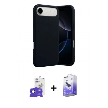 MARSİLYAN™- iPhone 17 Air Kılıf Ahenk Serisi - Siyah Bilvis 5in1 5D Magic Hayalet Cam Ekran Koruyucu + Bilvis Titan Kamera Lens - LT