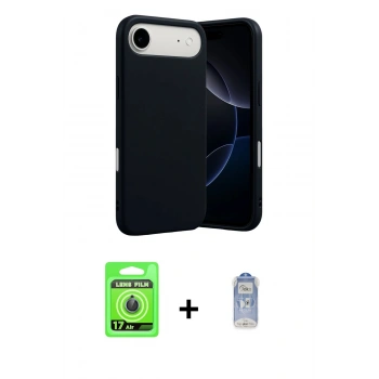 MARSİLYAN™- iPhone 17 Air Kılıf Ahenk Serisi - Siyah Joko Magic 5D Cam + Raze Metal Kamera Lens - MI