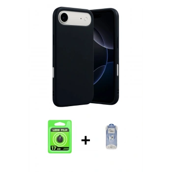 MARSİLYAN™- iPhone 17 Air Kılıf Ahenk Serisi - Siyah Joko Magic 5D Cam + Raze Metal Kamera Lens - SH