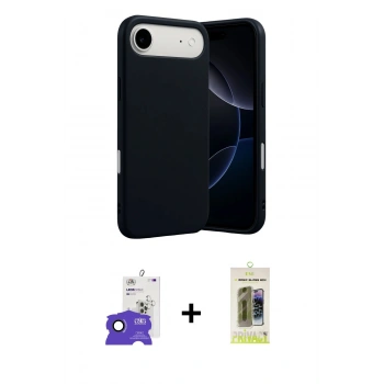 MARSİLYAN™- iPhone 17 Air Kılıf Ahenk Serisi - Siyah Joko Magic 5D Hayalet Cam + Bilvis Titan Kamera Lens - SH
