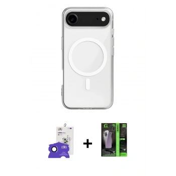 MARSİLYAN™- iPhone 17 Air Kılıf Ahenk Yansıma Prime - Şeffaf 360 Full Body Arka Koruyucu + Bilvis Titan Kamera Lens - LT