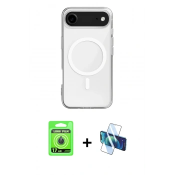 MARSİLYAN™- iPhone 17 Air Kılıf Ahenk Yansıma Prime - Siyah 3D Antistatik Seramik Nano Ekran Koruyucu + Raze Metal Kamera Lens - MI