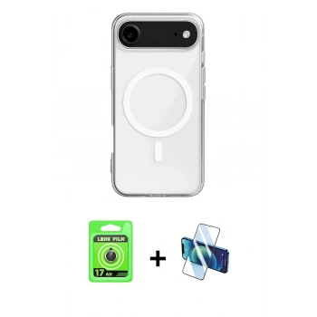 MARSİLYAN™- iPhone 17 Air Kılıf Ahenk Yansıma Prime - Siyah 3D Antistatik Seramik Nano Ekran Koruyucu + Raze Metal Kamera Lens - GD