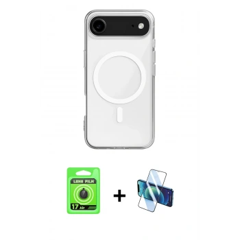 MARSİLYAN™- iPhone 17 Air Kılıf Ahenk Yansıma Prime - Siyah 3D Antistatik Seramik Nano Ekran Koruyucu + Raze Metal Kamera Lens - SH