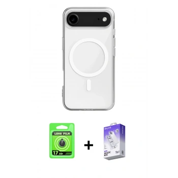 MARSİLYAN™- iPhone 17 Air Kılıf Ahenk Yansıma Prime - Siyah Bilvis 5in1 3D Magic Cam Ekran Koruyucu + Raze Metal Kamera Lens - MI