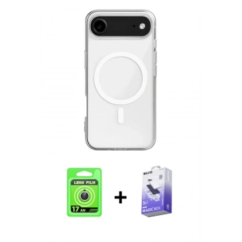MARSİLYAN™- iPhone 17 Air Kılıf Ahenk Yansıma Prime - Siyah Bilvis 5in1 5D Magic Hayalet Cam Ekran Koruyucu + Raze Metal Kamera Lens - GS