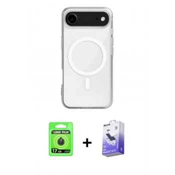 MARSİLYAN™- iPhone 17 Air Kılıf Ahenk Yansıma Prime - Siyah Bilvis 5in1 5D Magic Hayalet Cam Ekran Koruyucu + Raze Metal Kamera Lens - SH