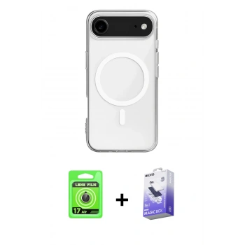 MARSİLYAN™- iPhone 17 Air Kılıf Ahenk Yansıma Prime - Siyah Bilvis 5in1 5D Magic Hayalet Cam Ekran Koruyucu + Raze Metal Kamera Lens - GD