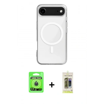 MARSİLYAN™- iPhone 17 Air Kılıf Ahenk Yansıma Prime - Siyah Joko Magic 5D Hayalet Cam + Raze Metal Kamera Lens - MI