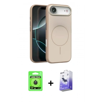 MARSİLYAN™- iPhone 17 Air Kılıf Atlas Asil Prime - Siyah Bilvis 5in1 5D Magic Hayalet Cam Ekran Koruyucu + Raze Metal Kamera Lens - SH