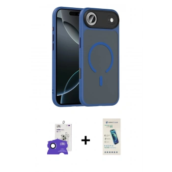 MARSİLYAN™- iPhone 17 Air Kılıf Doruk Form Serisi - Şeffaf Pasifik Cam Ekran Koruyucu + Bilvis Titan Kamera Lens - LT