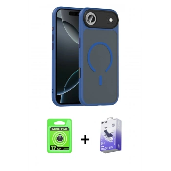 MARSİLYAN™- iPhone 17 Air Kılıf Doruk Form Serisi - Siyah Bilvis 5in1 5D Magic Hayalet Cam Ekran Koruyucu + Raze Metal Kamera Lens - GS