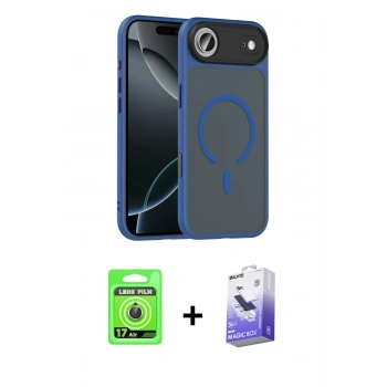 MARSİLYAN™- iPhone 17 Air Kılıf Doruk Form Serisi - Siyah Bilvis 5in1 5D Magic Hayalet Cam Ekran Koruyucu + Raze Metal Kamera Lens - GD