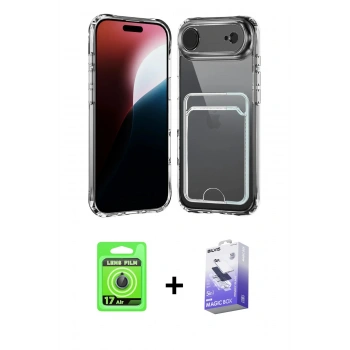 MARSİLYAN™- iPhone 17 Air Kılıf Doruk Klasik Koleksiyonu - Siyah Bilvis 5in1 5D Magic Hayalet Cam Ekran Koruyucu + Raze Metal Kamera Lens - MI