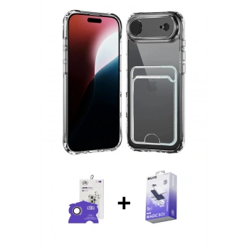 MARSİLYAN™- iPhone 17 Air Kılıf Doruk Klasik Koleksiyonu - Siyah Bilvis 5in1 5D Magic Hayalet Cam Ekran Koruyucu + Bilvis Titan Kamera Lens - GD
