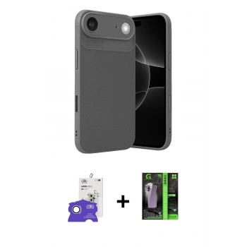MARSİLYAN™- iPhone 17 Air Kılıf Eksen Form Prime - Şeffaf 360 Full Body Arka Koruyucu + Bilvis Titan Kamera Lens - GS