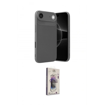 MARSİLYAN™- iPhone 17 Air Kılıf Eksen Form Prime - Siyah Bilvis 3D Cam Ekran Koruyucu