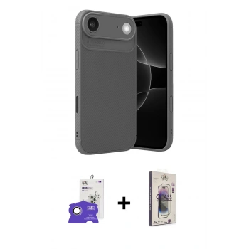 MARSİLYAN™- iPhone 17 Air Kılıf Eksen Form Prime - Siyah Bilvis 3D Cam Ekran Koruyucu + Bilvis Titan Kamera Lens - GD