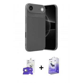 MARSİLYAN™- iPhone 17 Air Kılıf Eksen Form Prime - Siyah Bilvis 5in1 5D Magic Hayalet Cam Ekran Koruyucu + Bilvis Titan Kamera Lens - GD