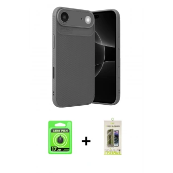 MARSİLYAN™- iPhone 17 Air Kılıf Eksen Form Prime - Siyah Joko Magic 5D Hayalet Cam + Raze Metal Kamera Lens - SH