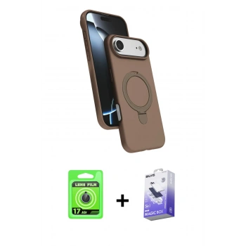 MARSİLYAN™- iPhone 17 Air Kılıf İz Işık Koleksiyonu - Siyah Bilvis 5in1 5D Magic Hayalet Cam Ekran Koruyucu + Raze Metal Kamera Lens - MI
