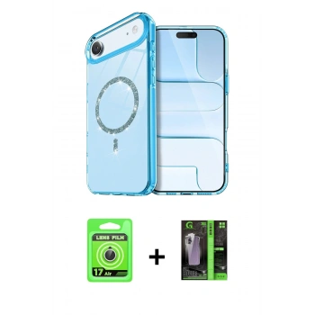 MARSİLYAN™- iPhone 17 Air Kılıf Kıvılcım Form Prime - Şeffaf 360 Full Body Arka Koruyucu + Raze Metal Kamera Lens - GS