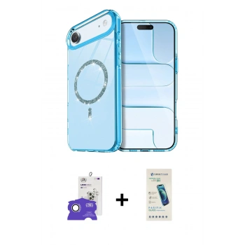 MARSİLYAN™- iPhone 17 Air Kılıf Kıvılcım Form Prime - Şeffaf Pasifik Cam Ekran Koruyucu + Bilvis Titan Kamera Lens - GS
