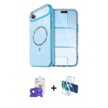 MARSİLYAN™- iPhone 17 Air Kılıf Kıvılcım Form Prime - Siyah 3D Antistatik Cam Ekran Koruyucu + Bilvis Titan Kamera Lens - SH