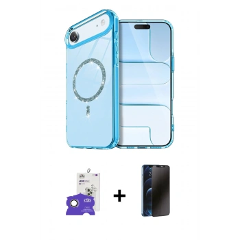 MARSİLYAN™- iPhone 17 Air Kılıf Kıvılcım Form Prime - Siyah 3D Antistatik Hayalet Cam Ekran Koruyucu + Bilvis Titan Kamera Lens - GD